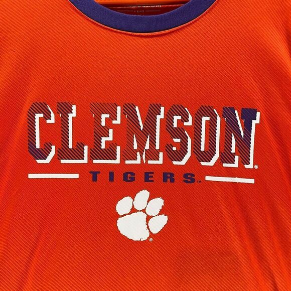 Clemon Tigers Shirt Mens 2XL XXL Orange Striped Athletic Colosseum NCAA Football - Picture 2 of 13